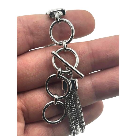 Interchangeable Head Silver Tone Charm Bracelet With Multiple Strands - Picture 7 of 9